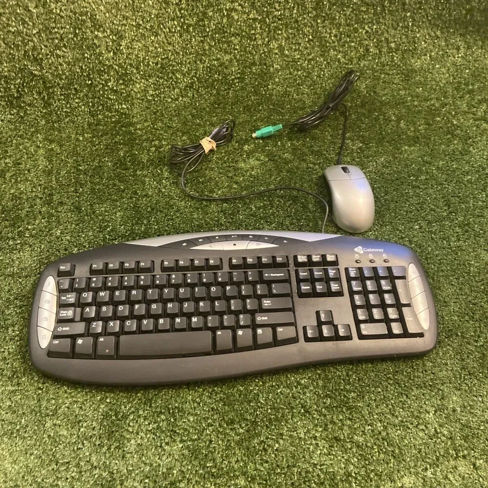Gateway Keyboard KB-0401 Black Wired w/ PS2 Connector & Mouse Vintage